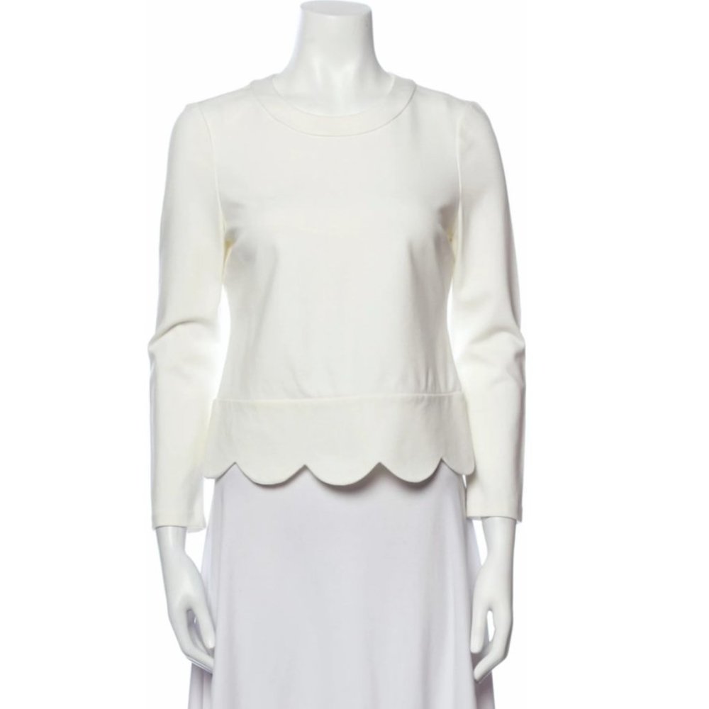 KATE SPADE NEW YORK Crew Neck Three-Quarter Sleeve Crop Top Size: XS | US 2